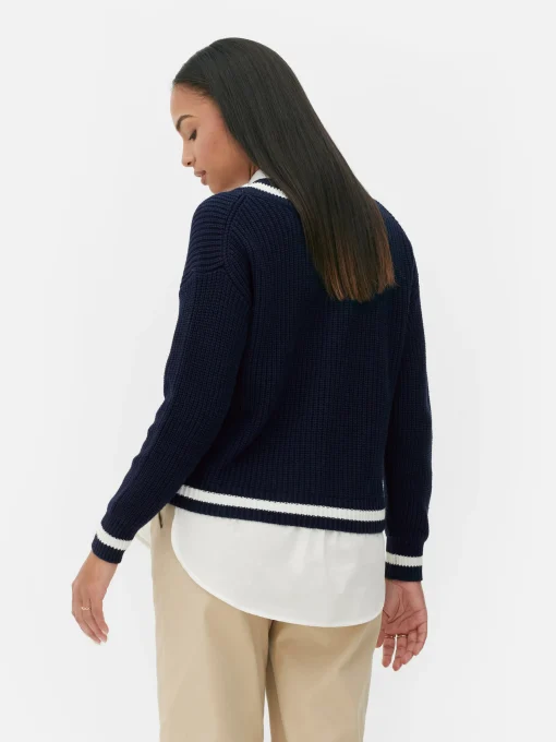 Two-in-One Preppy Pullover And Shirt