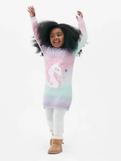 Unicorn Sweater Dress And Tights Set