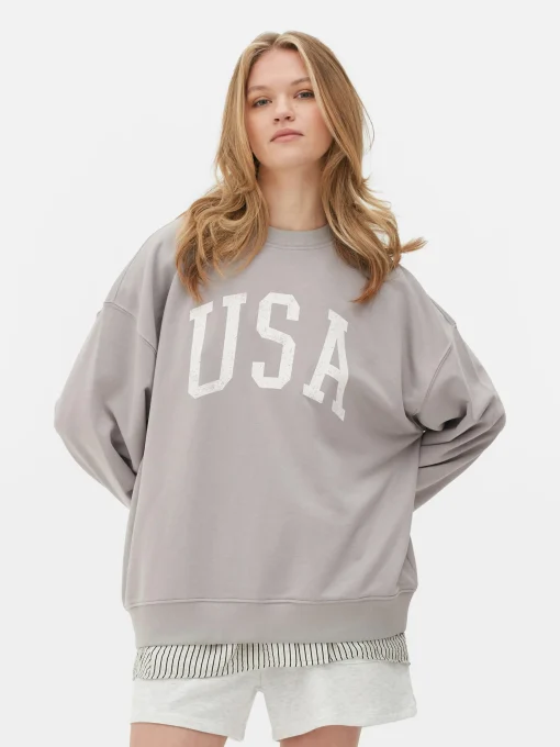 USA Print Oversized Sweatshirt