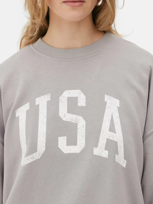 USA Print Oversized Sweatshirt
