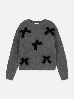 Velvet Bow Embellished Piullover
