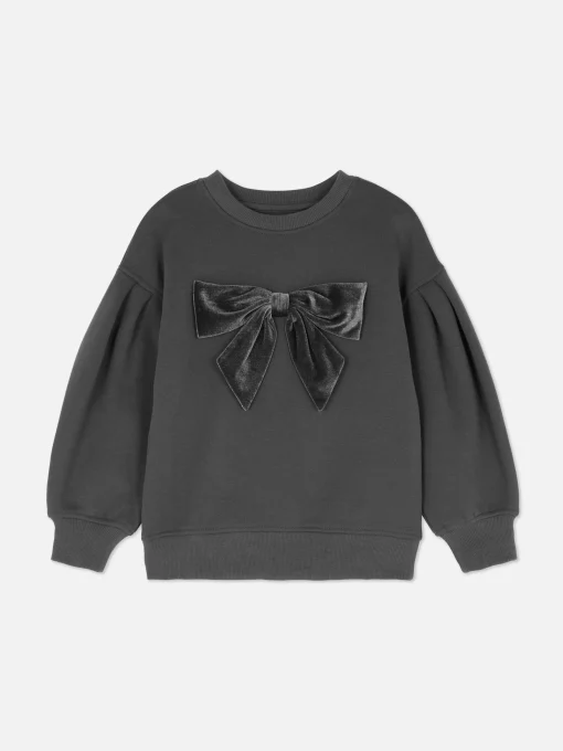 Velvet Bow Puff Sleeve Pullover