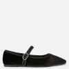 Velvet Mary Jane Flats