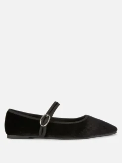 Velvet Mary Jane Flats