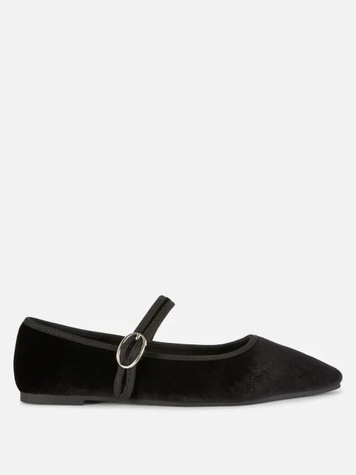 Velvet Mary Jane Flats