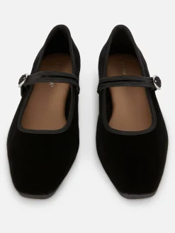 Velvet Mary Jane Flats