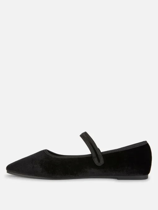 Velvet Mary Jane Flats