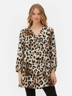 V-Neck Smock Mini Dress