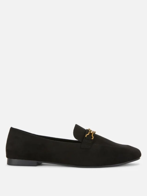 Wide Fit Chain Detail Loafers