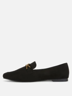 Wide Fit Chain Detail Loafers