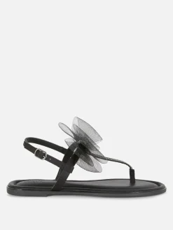 Wide Fit Mesh Bow Sandals
