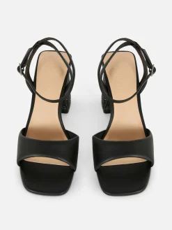 Wide Fit Raffia Heeled Sandals