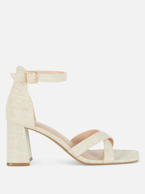 Wide Fit Woven Strap Block Heels