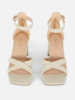 Wide Fit Woven Strap Block Heels