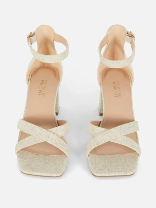 Wide Fit Woven Strap Block Heels