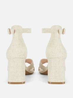 Wide Fit Woven Strap Block Heels