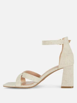 Wide Fit Woven Strap Block Heels