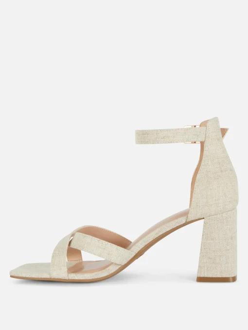 Wide Fit Woven Strap Block Heels