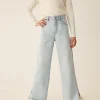 Wide Leg Slit Denim Jeans