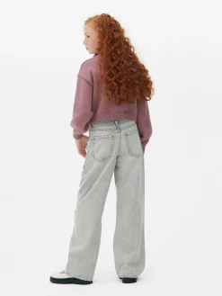 Wide Leg Slit Denim Jeans