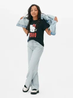 Wide Leg Slit Denim Jeans