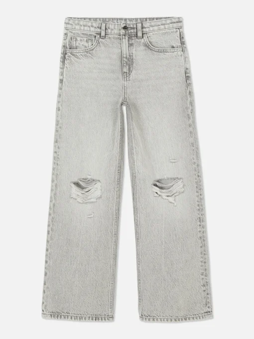 Wide Leg Slit Denim Jeans