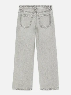 Wide Leg Slit Denim Jeans