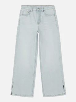 Wide Leg Slit Denim Jeans