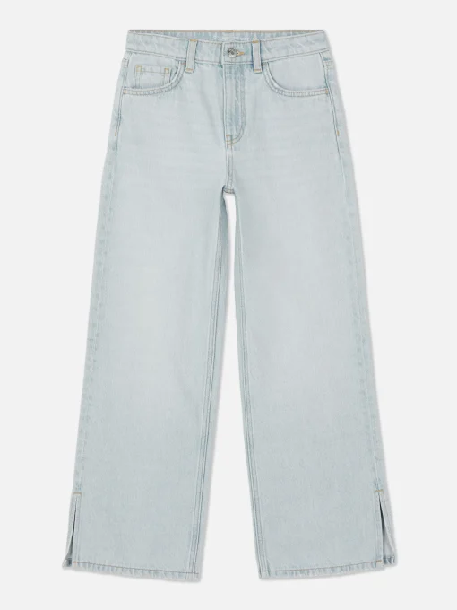 Wide Leg Slit Denim Jeans