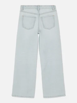 Wide Leg Slit Denim Jeans