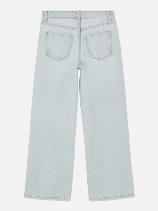 Wide Leg Slit Denim Jeans