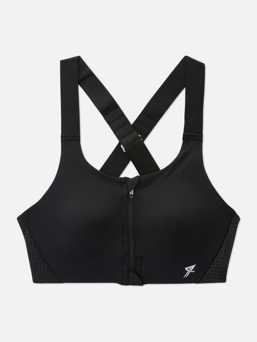 Zip Front Cross Strap Sports Bra