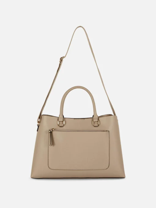 Zip Pocket Faux Leather Tote