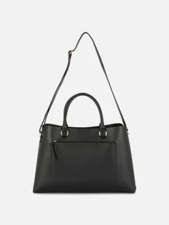 Zip Pocket Faux Leather Tote