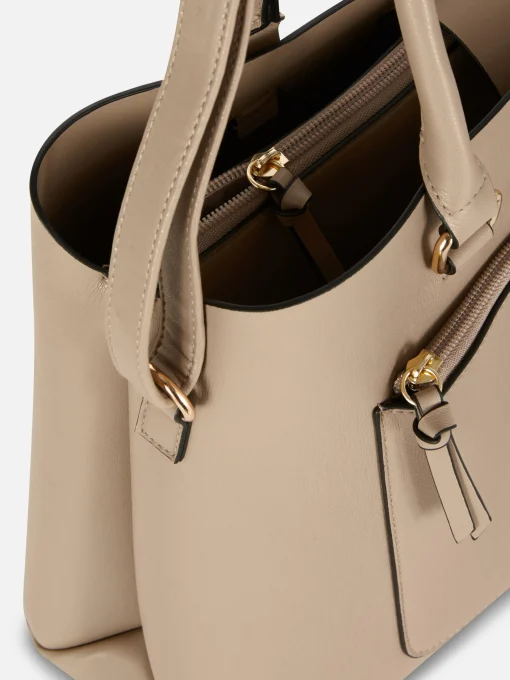 Zip Pocket Faux Leather Tote